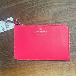 NWT KATE SPADE PINK LUCY SAFFIANO LEATHER MEDIUM L-ZIP WRISTLET (retail $119)